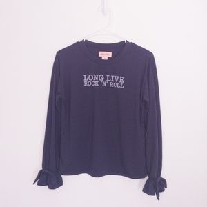 Mia Chica Long Live Rock 'n' Roll Girls Top Extra Large Navy Blue Shirt